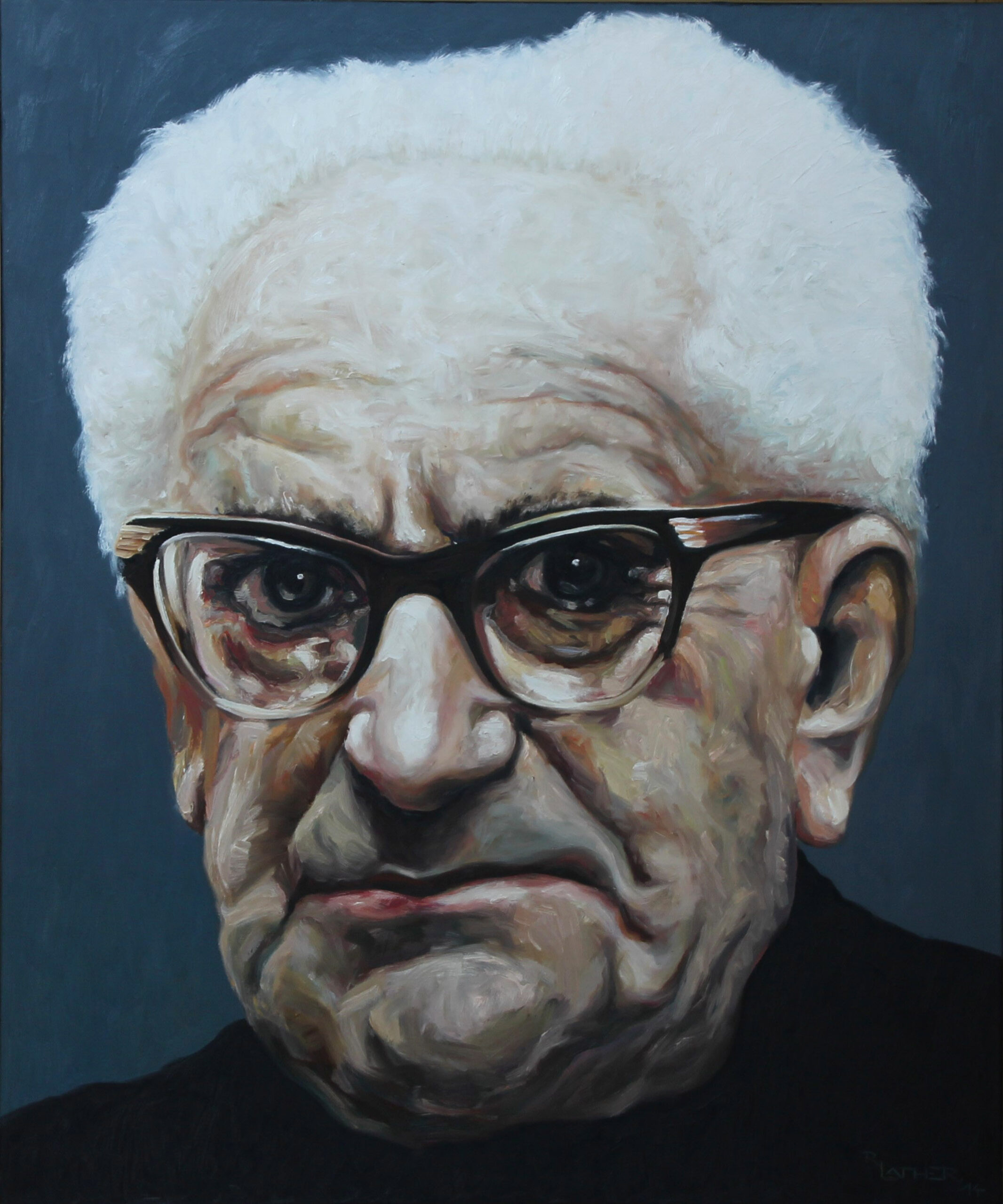 „Staatsanwalt, Portrait Fritz Bauer“; Öl auf Leinwand; 120cm x 100cm; 2014